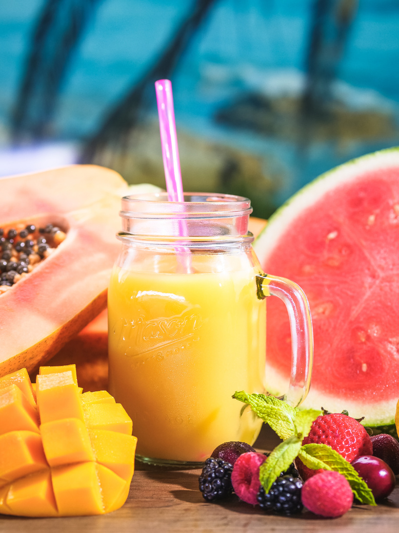 Healthy Fruit Juice Drink on a Mason Jar